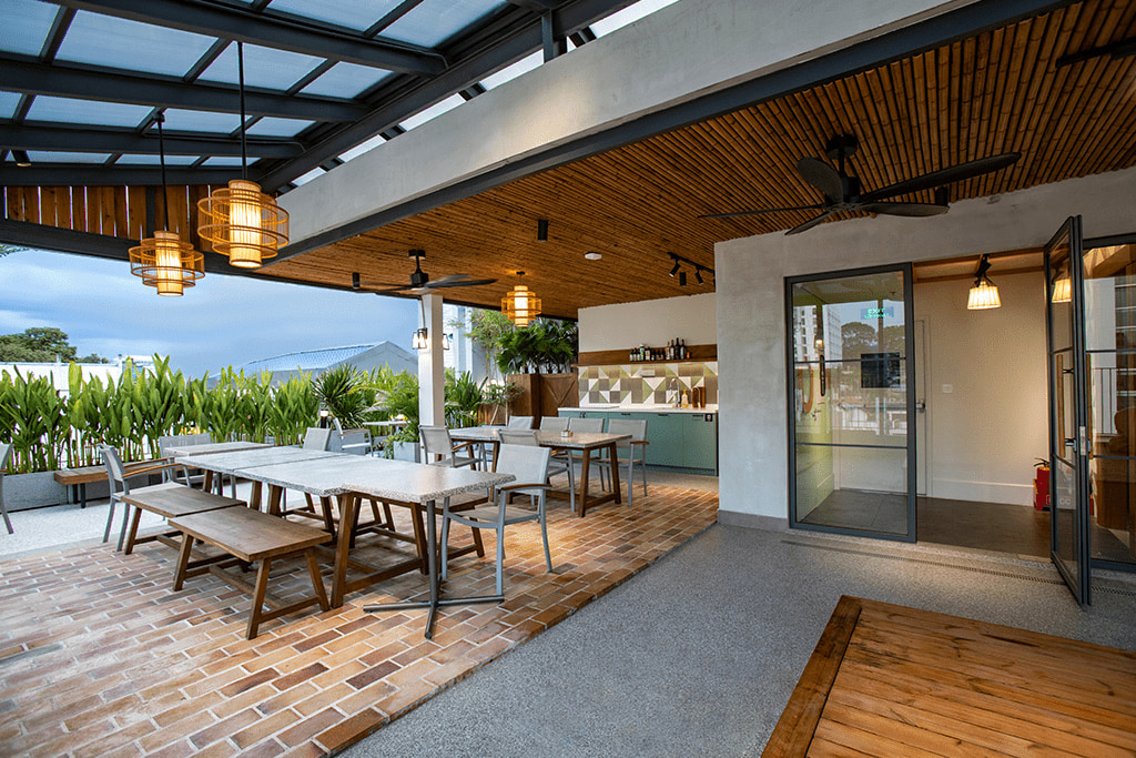 Pantry and relaxing rooftop at mgm office