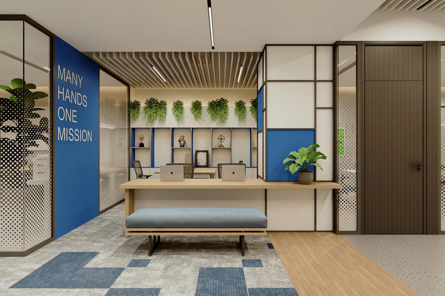 3D concept rendering of BIS office interior
