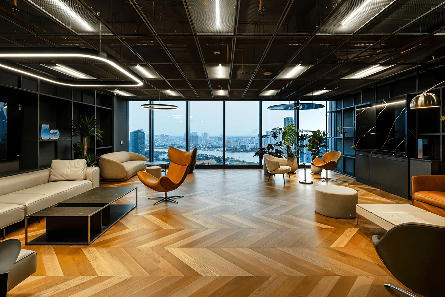 Completed office space with built-in furniture of VPS project